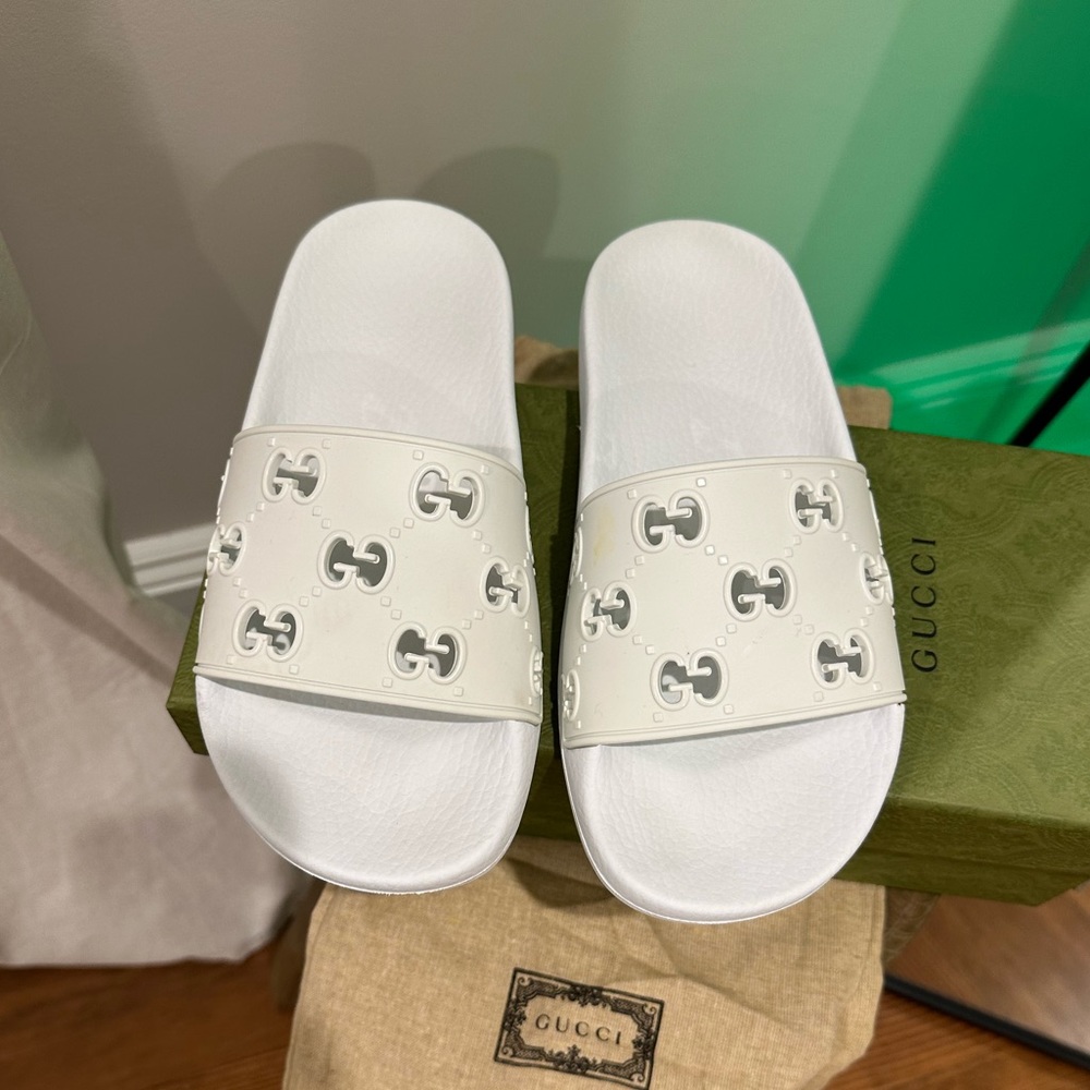 Gucci Rubber Persuit G slides- Great White
